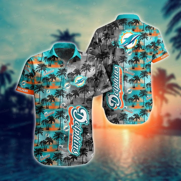 Miami Dolphins Hawaiian Shirt with Palm Tree Design 959398