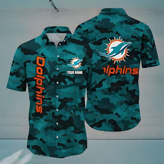 Miami Dolphins Camo Hawaiian Shirt 204990
