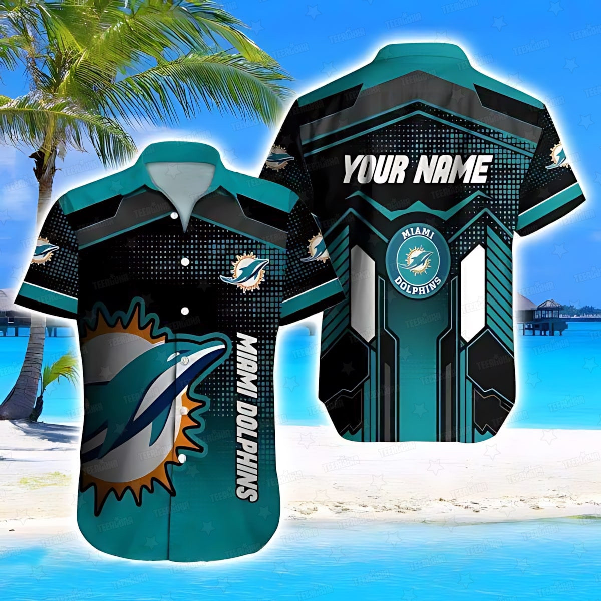 Miami Dolphins Hawaiian Shirt Cyber Wave Design 783931