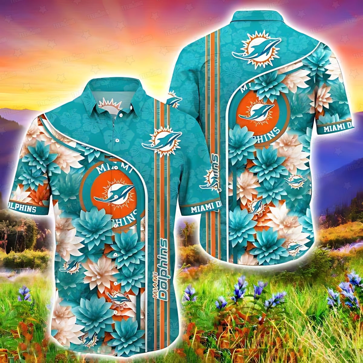 Miami Dolphins Hawaiian Shirt Floral Design 194400