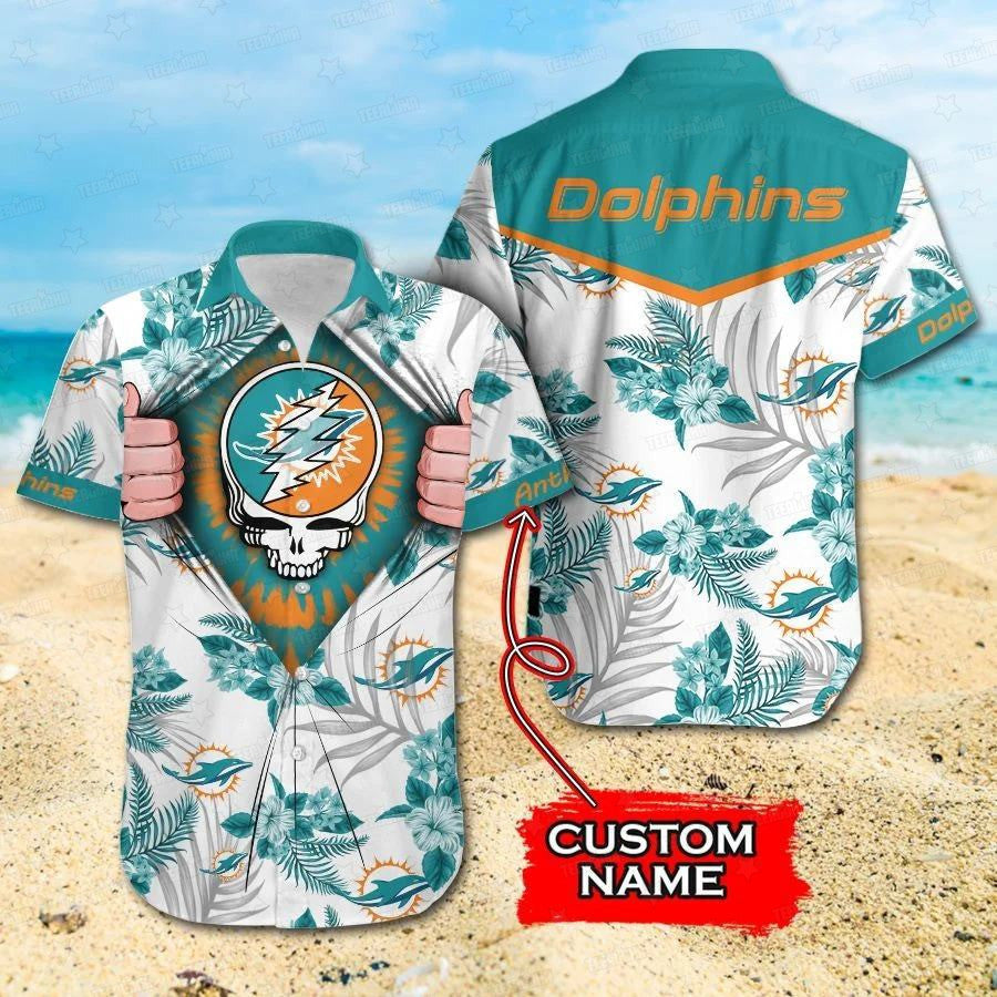 Miami Dolphins Grateful Skull Hawaiian Shirt 562728