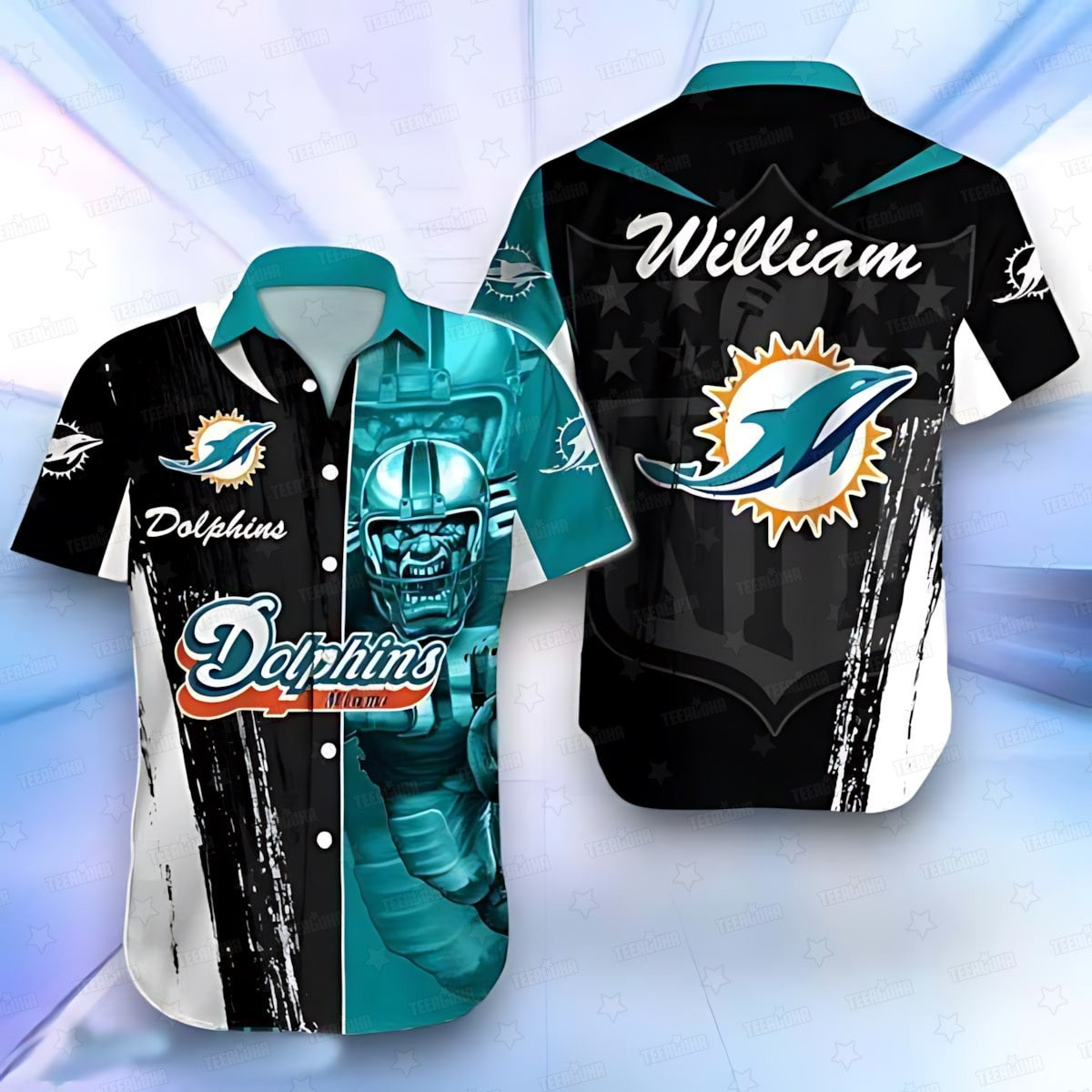 Miami Dolphins Hawaiian Shirt Gridiron Warrior Design by