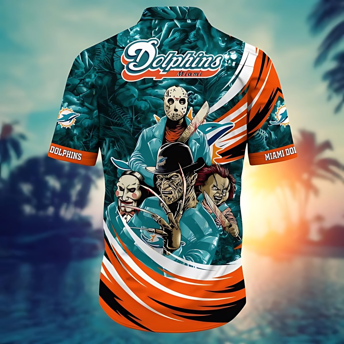 Miami Dolphins Hawaiian Shirt Aqua Orange Halloween Design 863496