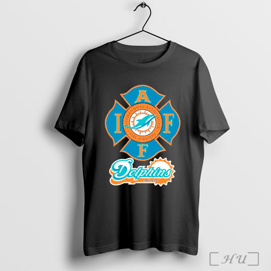 Miami Dolphins International Association Fire Fighters Logo 2025 T Shirt