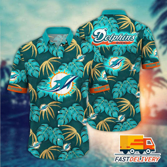 Miami Dolphins Hawaiian Shirt Leafy Island Vibes 109546