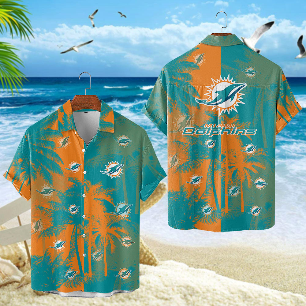 Miami Dolphins Hawaiian Shirt Ocean Breeze Palm Design 631812