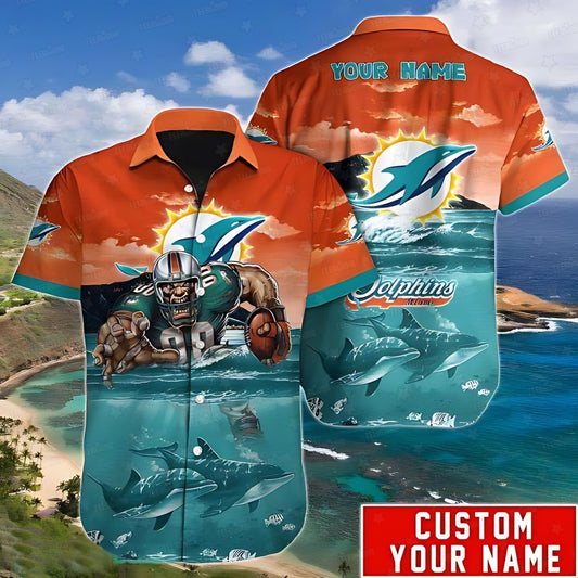 Miami Dolphins Hawaiian Shirt Ocean Warrior Design by