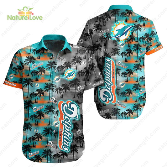 Miami Dolphins Palm Trees Tropical Hawaiian Shirt