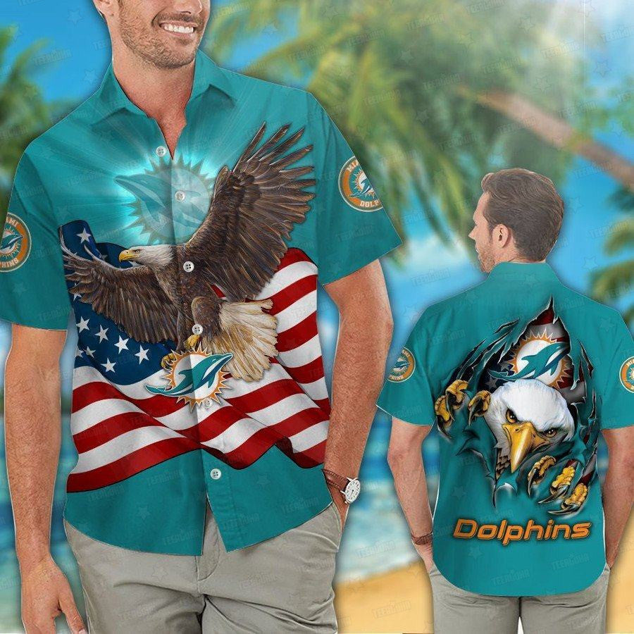 Miami Dolphins Patriotic Eagle Hawaiian Shirt 193817