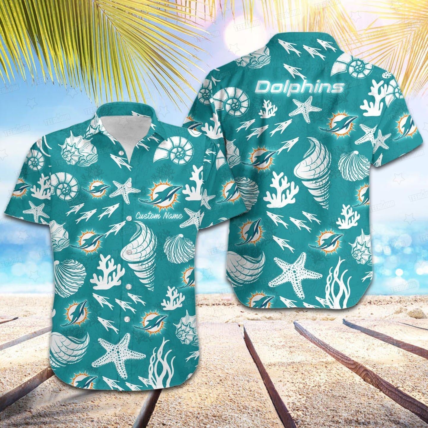 Miami Dolphins Hawaiian Shirt Seashell Paradise Design 771031
