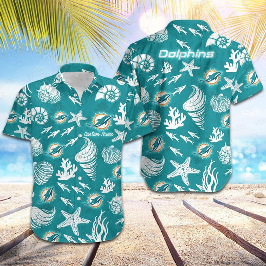 Miami Dolphins Hawaiian Shirt Seashell Paradise Design 771031