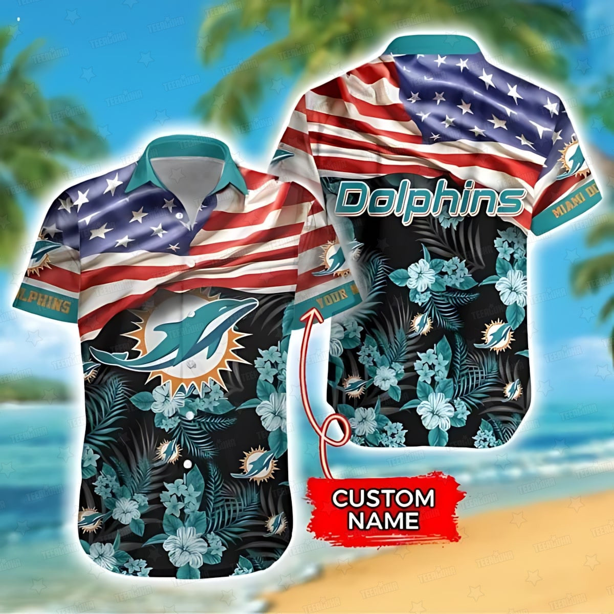 Miami Dolphins Hawaiian Shirt Stars Stripes Design 108733