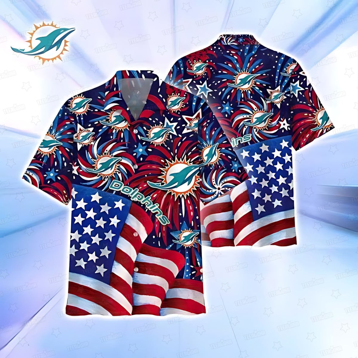 Miami Dolphins Hawaiian Shirt Stars and Stripes Design 259277