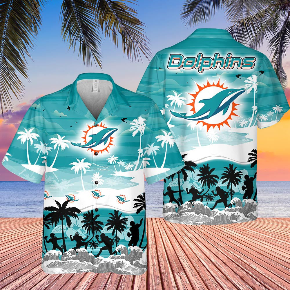 Miami Dolphins Hawaiian Shirt Sunset Beach Design 354117