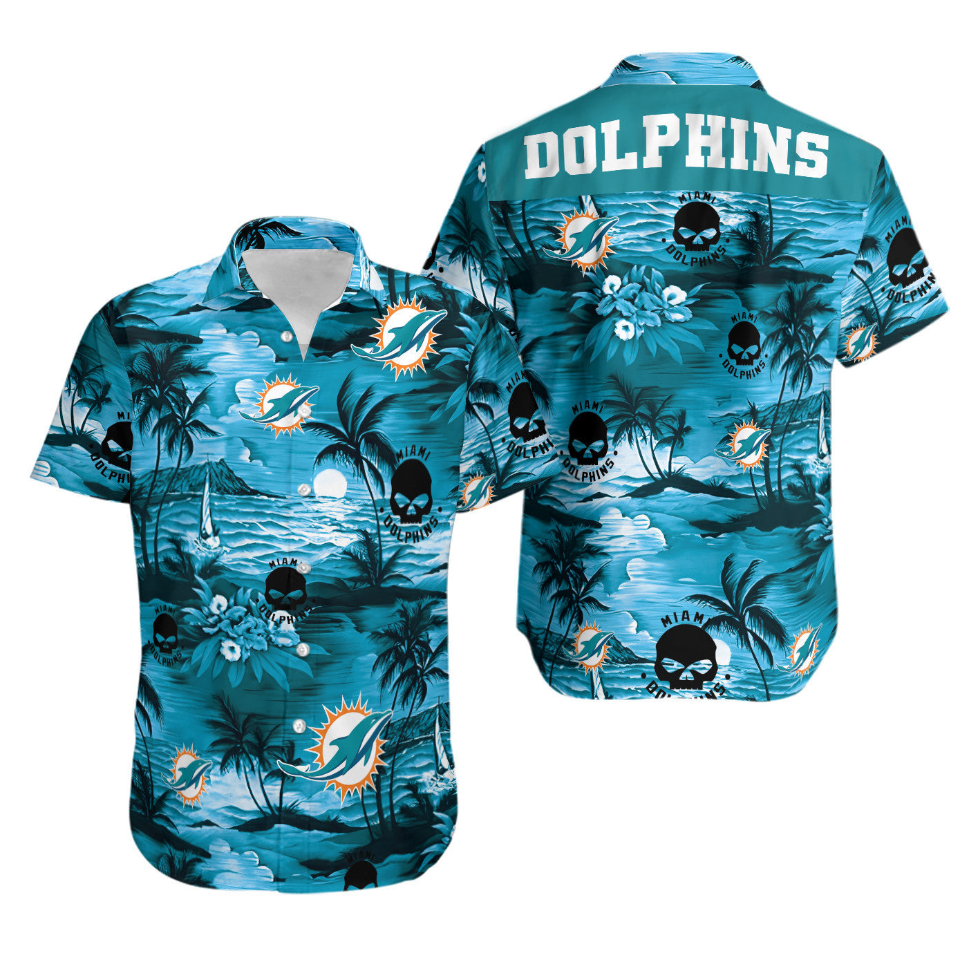 Miami Dolphins Hawaiian Shirt Sunset Wave Design 887325