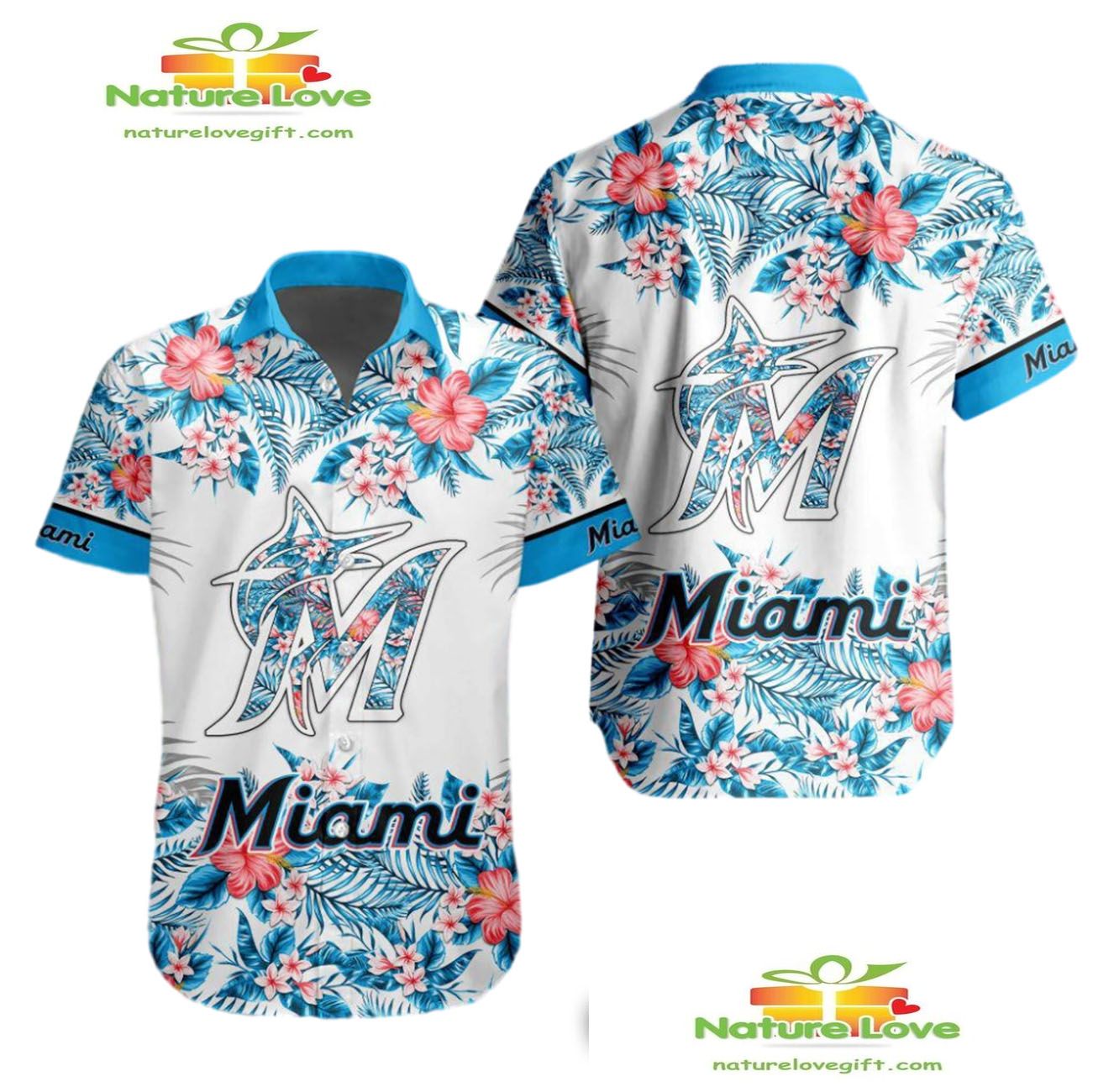 Miami Marlins Tropical Flower Hawaiian Shirt for Men and Women DT-09P45PFS