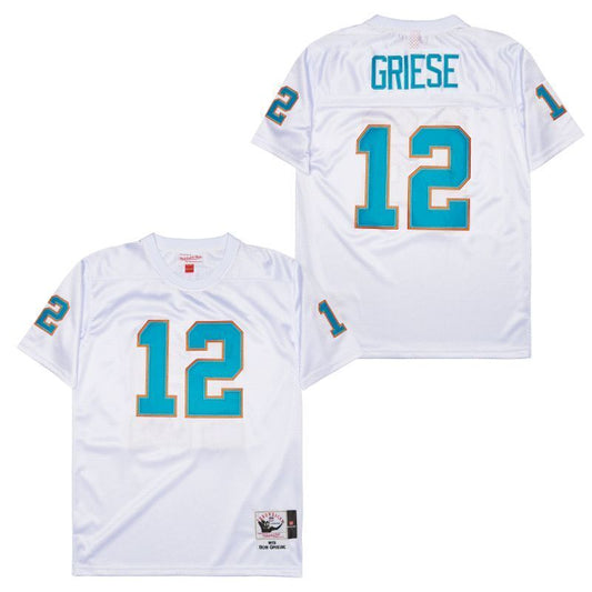 Miami Dolphins #12 Bob Griese Dolphins 12 White 1972 Retro Style 3