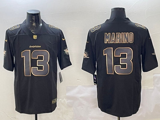 Miami Dolphins #13 Dan Marino Dolphins Black Gold Adult