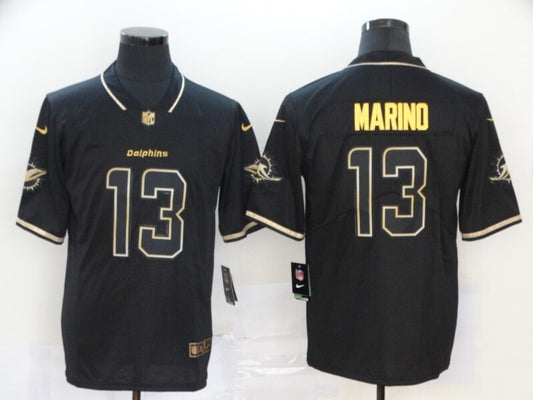 Miami Dolphins #13 Dan Marino Dolphins Black Retro Gold 944