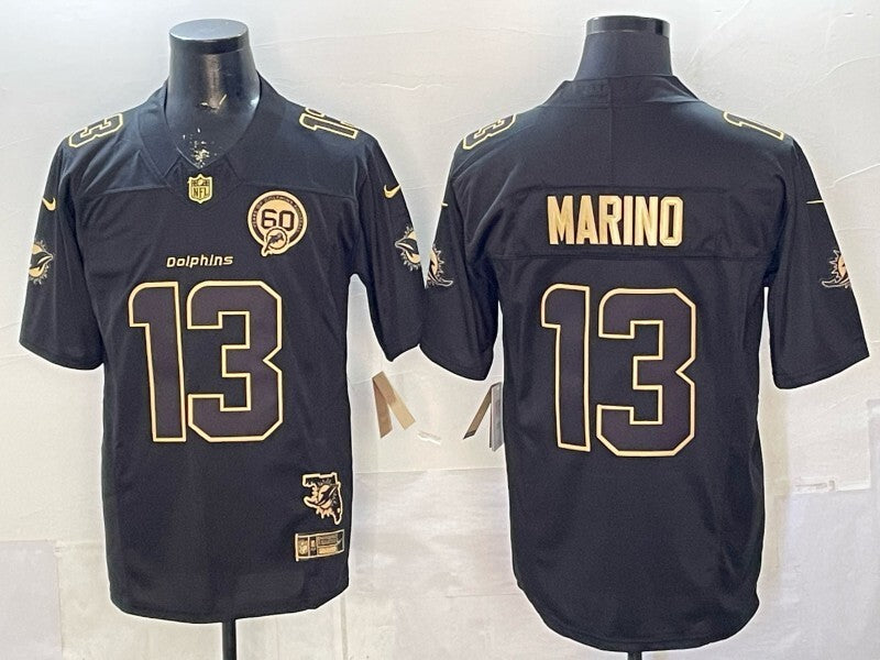 Miami Dolphins #13 Dan Marino Dolphins Gold Text V3
