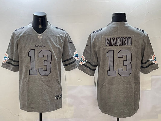Miami Dolphins #13 Dan Marino Dolphins Retro Hemp Gray Adult Style 2