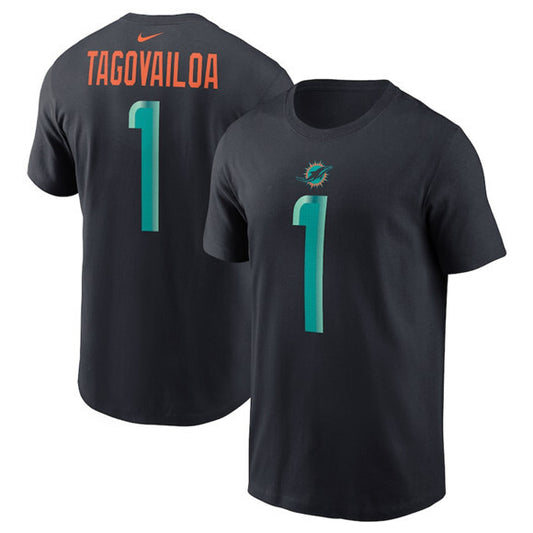 Miami Dolphins #1 Tua Tagovailoa Black 2025 Rivalries Collection Player Name & Style 1