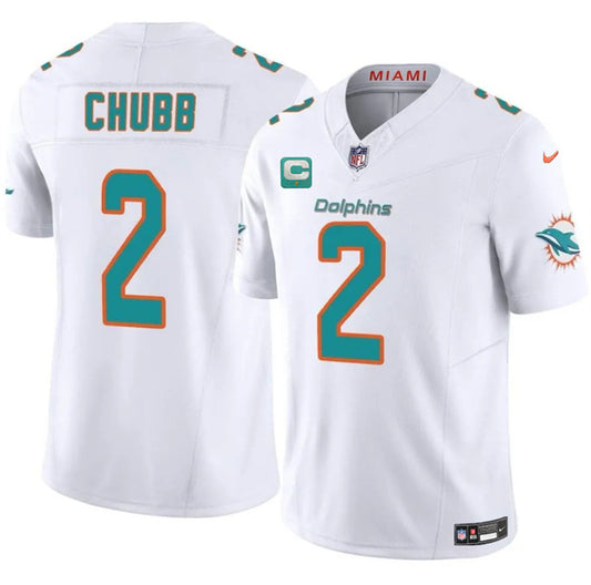 Miami Dolphins #2 Bradley Chubb White 2025 F.U.S.E. With 1-Star C Patch Vapor Limited