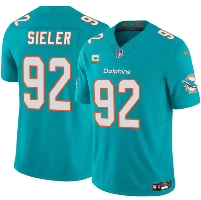 Miami Dolphins #92 Zach Sieler Aqua 2025 F.U.S.E. With 2-Star C Patch Vapor Limited