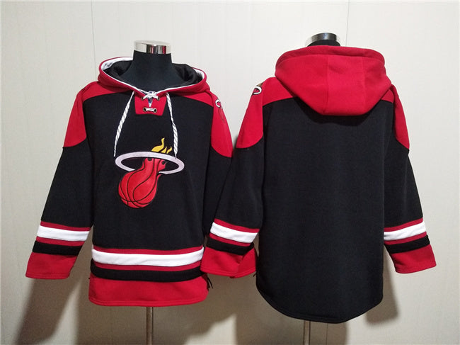 Miami Heat Blank Black Ageless Must-Have Lace-Up Pullover Hoodie