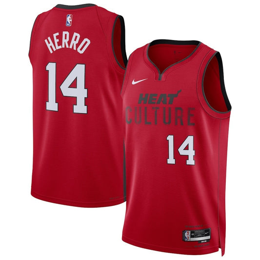 Miami Heat #14 Tyler Herro Unisex 202425 Swingman Player Jersey - City Edition - Red