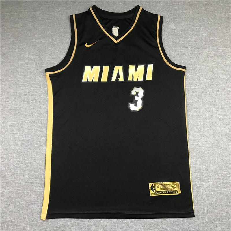 Miami Heat #3 Dwayne Wade New Black Gold Style 2