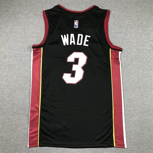 Miami Heat #3 Dwyane Wade Heat 3 Black Style 1