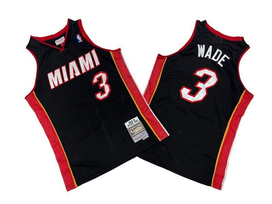 Miami Heat #3 Dwyane Wade Heat 3 # Black 12-13 Season Mitchell Retro Jersey --. Wade Style 1