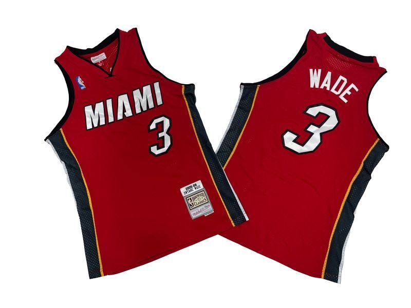 Miami Heat #3 Dwyane Wade Heat 3 # Red 05-06 Season Mitchell Retro Jersey --. Wade Style 1
