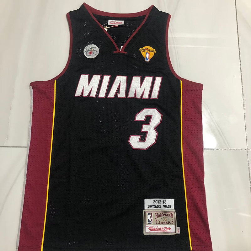 Miami Heat #3 Wade authentic 2012-13 finals jersey black Style 2