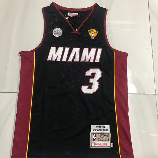 Miami Heat #3 Wade authentic 2012-13 finals jersey black Style 2