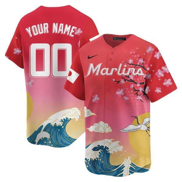 Miami Marlins Active Player Custom Pink Japanese Heritage Night 2025 Limited Style 1