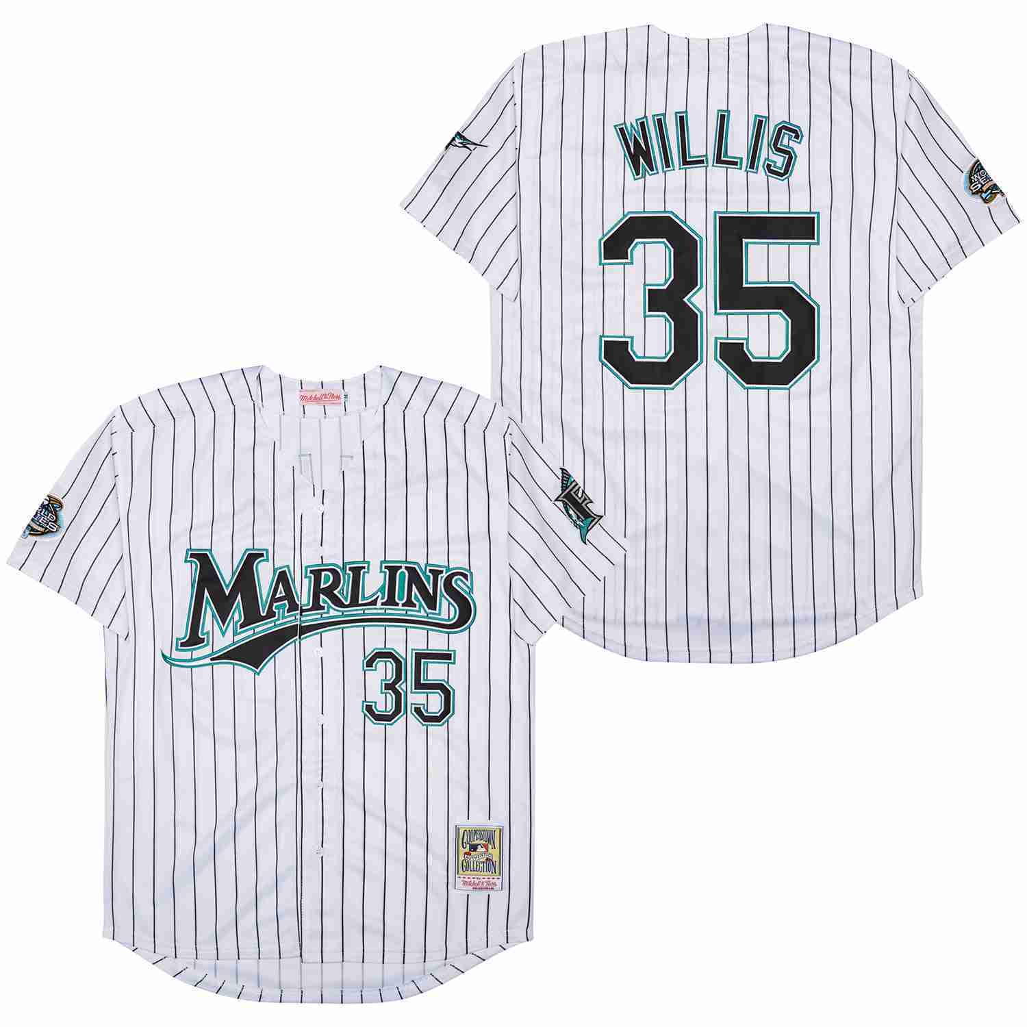 Miami Marlins #35 Dontrelle Willis Marlins 35 White Black Retro