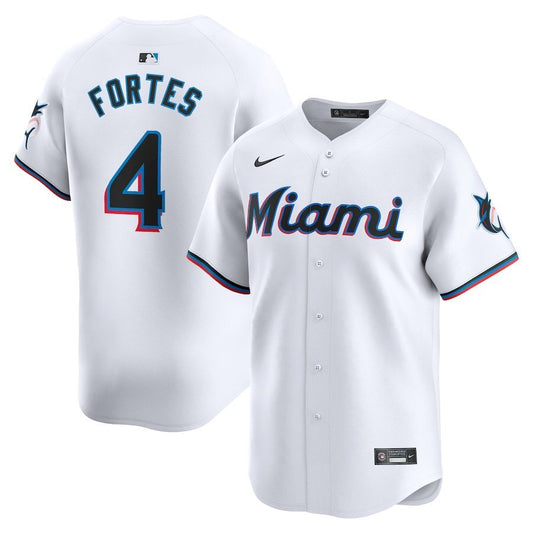 Miami Marlins #4 Nick Fortes Home Limited Player Jersey - White Style 1