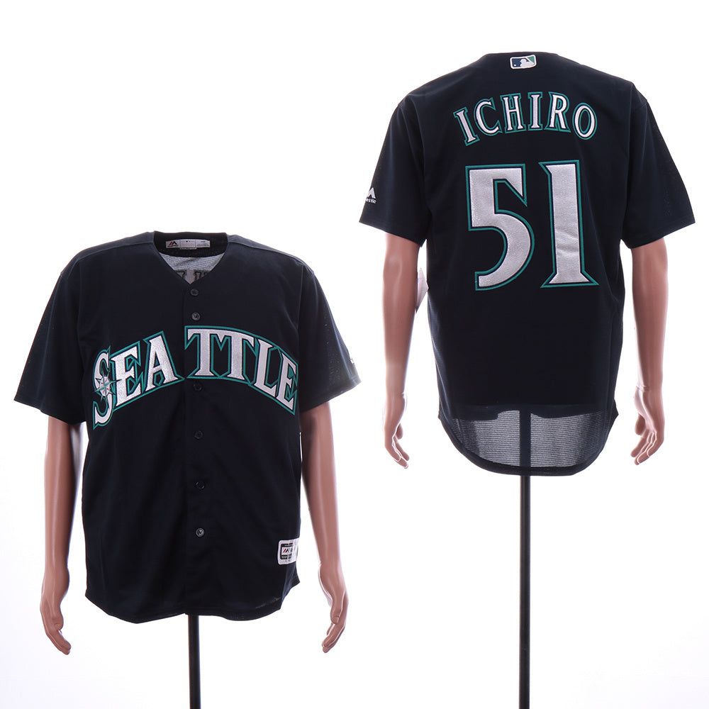 Miami Marlins #51 Suzuki Ichiro Mariners 51 Navy Fan