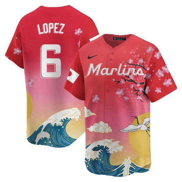 Miami Marlins #6 Otto Lopez Pink Japanese Heritage Night 2025 Limited Baseball