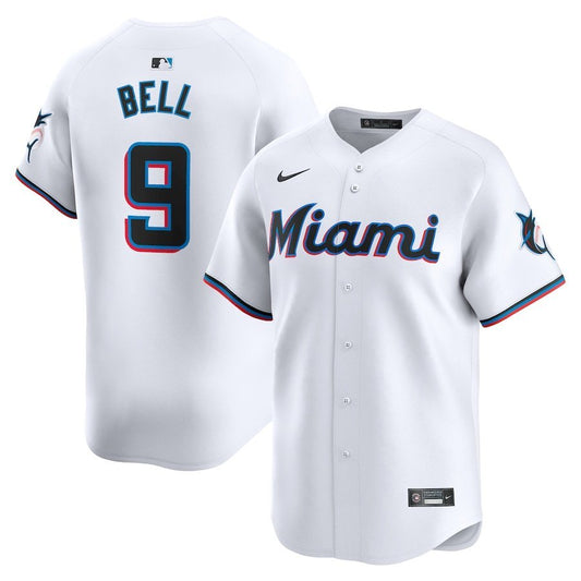 Miami Marlins #9 Josh Bell Home Limited Player Jersey - White Style 1