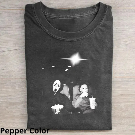 Michael Myers Shirt, Halloween Movie Shirt, Vintage Graphic Tee, The Ghost Face, Funny Halloween Shirt, Spooky Shirt, Treat or Trick, Movie Shirt, Halloween Movie, Horror Movie Shirt, Halloween Gifts Menswear T-Shirt Streetwear Casual Crewneck