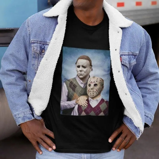 Michael Myers and Jason Voorhees Step Brothers Movie Funny T-Shirts, Brothers Family Portrait, Horror Movie Characters Hoodie