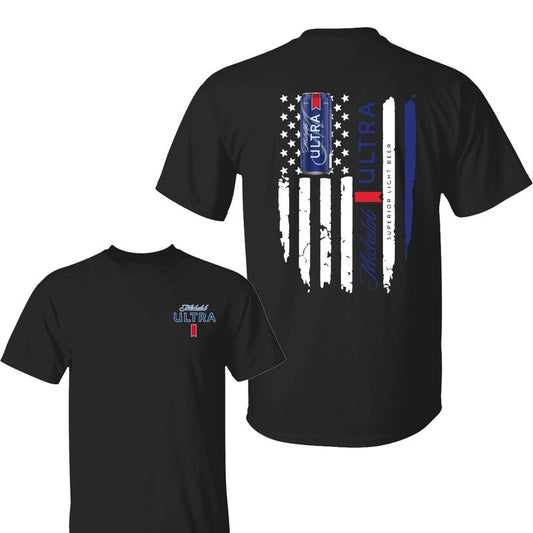 Michellob Ultra Shirt, Bold American Flag Design & Beer Can Graphic, Perfect for Beer Enthusiasts, Great for Casual Outings, Streetwear Menswear