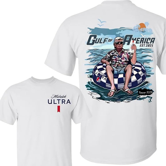 Michelob Ultra Gulf of America ,45th 47th President trump Chillin on the Gulf of America Est 2025 With Miller Lite Beer shirt