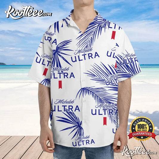Michelob Ultra Palm Leaves Pattern Hawaiian Shirt