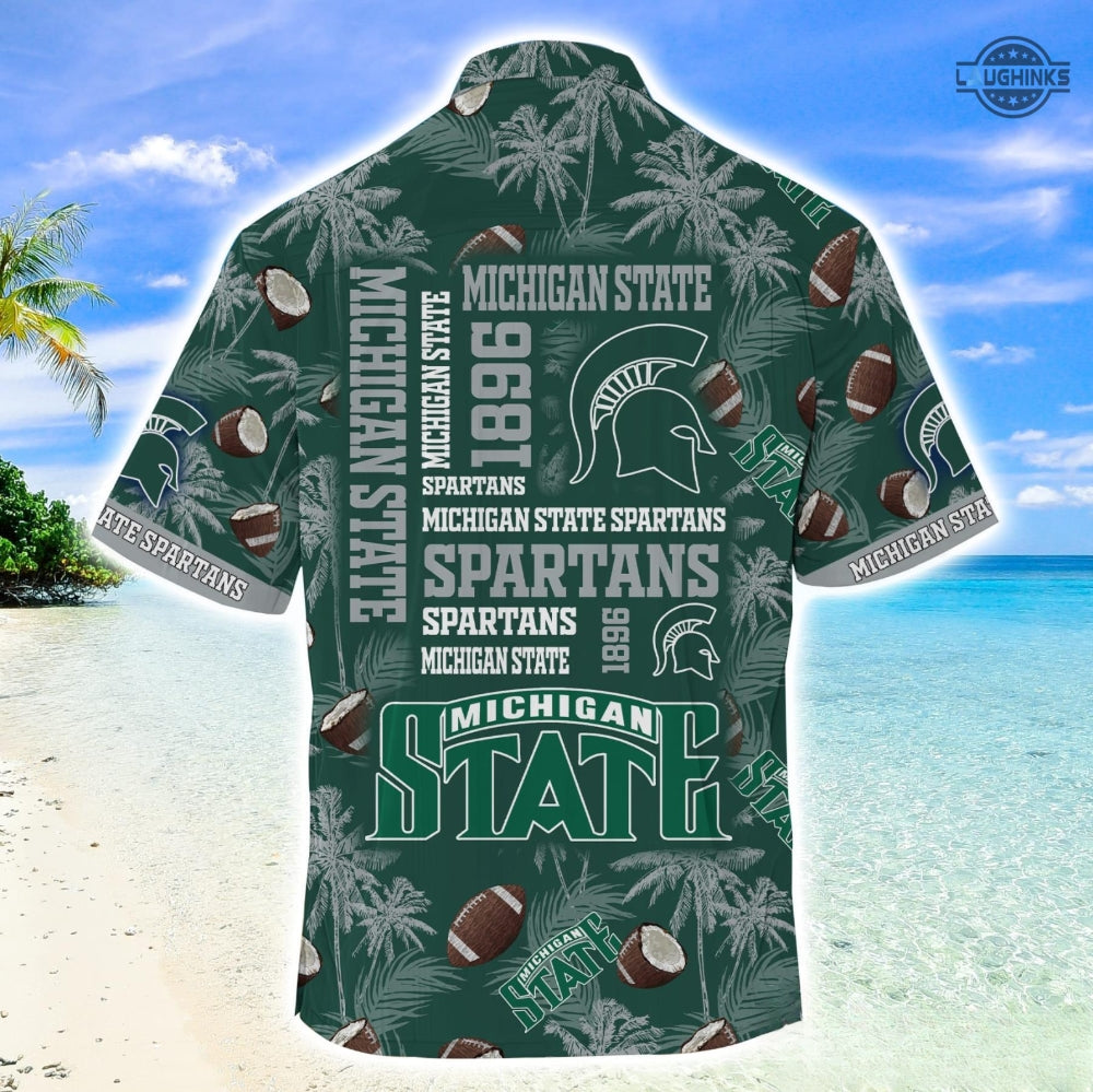 Michigan State Hawaiian Shirt And Shorts Michigan State Spartans Football Shirts Michigan State University Aloha Shirt Ncaa Msu Button Up Shirt Mens Michigan State Football 2023 NEW