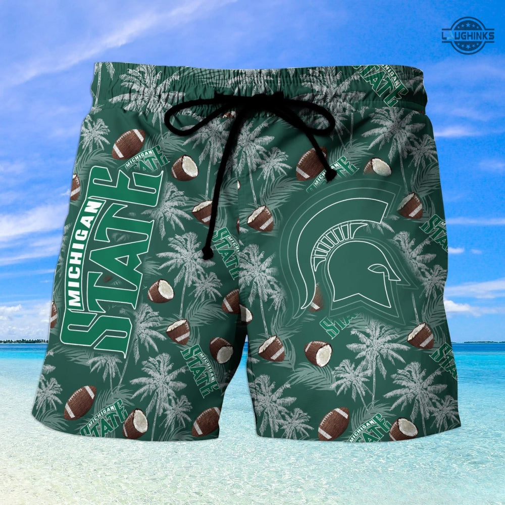 Michigan State Hawaiian Shirt And Shorts Michigan State Spartans Football Shirts Michigan State University Aloha Shirt Ncaa Msu Button Up Shirt Mens Michigan State Football 2023 NEW