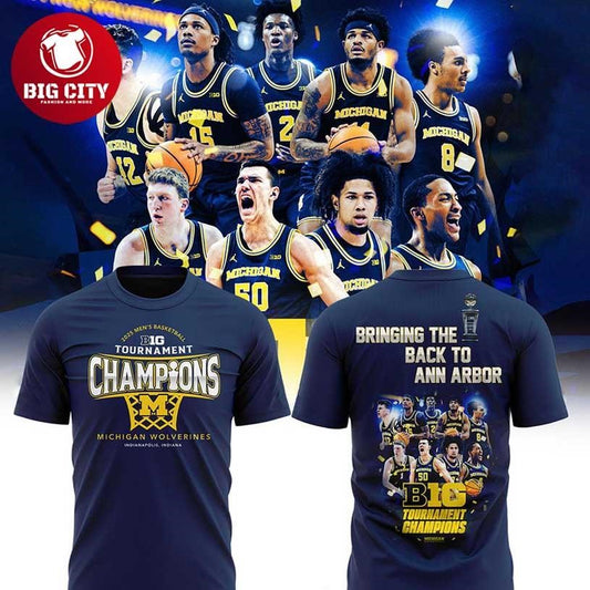 Michigan Wolverines Basketball Big Ten Tournament Champions Two Sided Shirt
